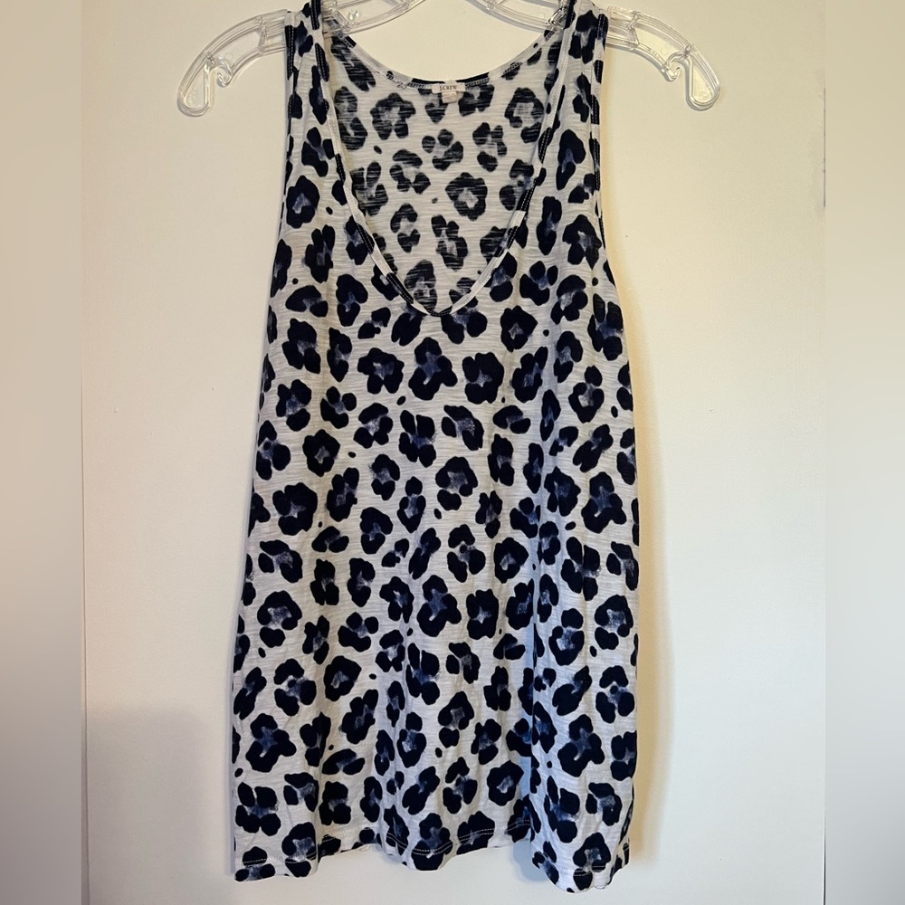 J Crew Razorback blue leopard print tank. Size M